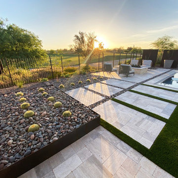 Silver Tumbled Travertine Pavers, Patio & Pool
