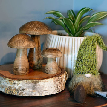 3 Piece Wooden Mushroom Set