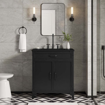 Steamforge 30" Bathroom Vanity, Black Black