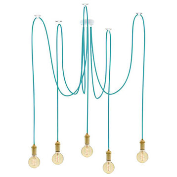 Turquoise And Brass Pendant Light Chandelier