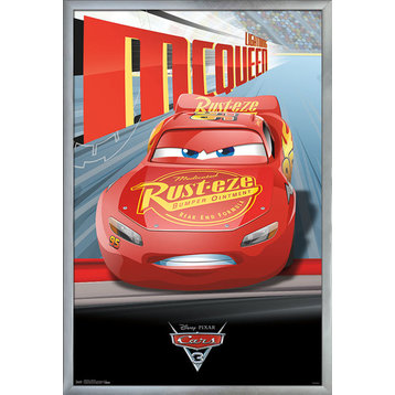 Cars 3 Lightning Poster, Silver Framed Version