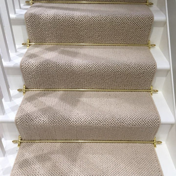 Grey Carpet with Brass Stair Rods to Stairs