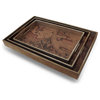 Old World Navigational Map Leather Lined Trays, 3-Piece Set