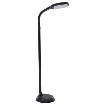 Modern 5' SunLight Floor Lamp With Adjustable Goose-Neck, Dimmer Black