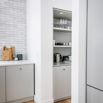 Cool Neutral Brick Kitchen