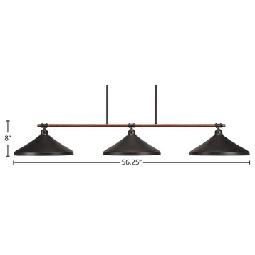 Blacksmith 3-Light Bar, Dark Granite Cone Metal Shade