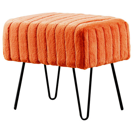 Serenta Super Mink Ottoman, Burnt Orange, 19''x13''x17''