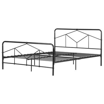 Londen Geometric Metal Platform Bed, Matte Black
