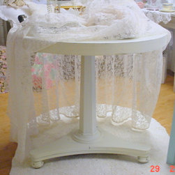 Chalkpainted Leather Top White Shabby Chic Pedestal Table - Products