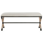 Uttermost - Uttermost Firth Oatmeal Bench - Rustic Iron Frame With A Nautical Touch, Wrapped In Natural Fiber Rope Accents. Cushioned Top Is A Sturdy, Cotton In A Neutral Oatmeal.