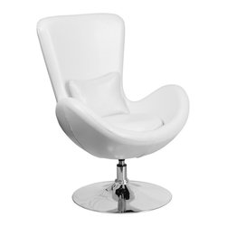 White Leather Egg Series Reception-Lounge-Side Chair - Armchairs And Accent Chairs