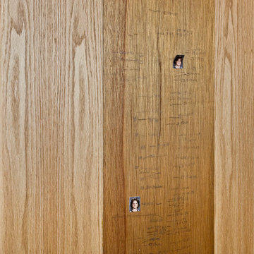 Height chart from old door laminated inside new door