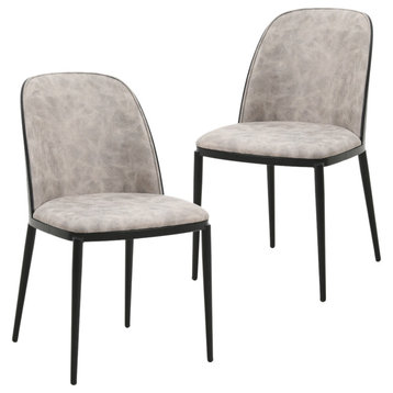 LeisureMod Tule Dining Side Chair, Set of 2, Black/Charcoal
