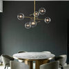 Art Deco Glass Ball LED Chandelier, Gold, 6 Balls, Transparent Glass, Cool Light