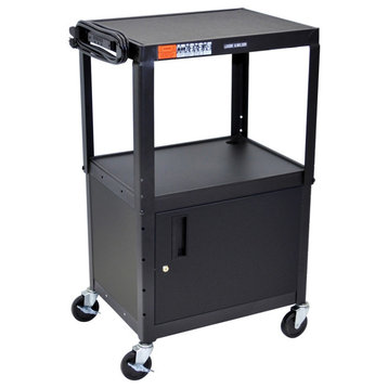 Black 42" Height Cart With Cabinet