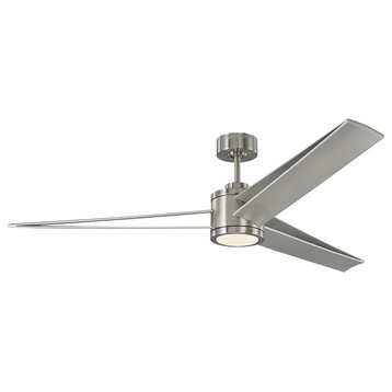 Visual Comfort Fan Armstrong 60 inch 3 Blade LED Ceiling Fan in Brushed Steel