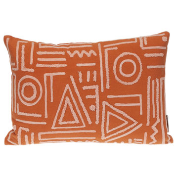 Parkland Collection Transitional Geometric Orange 14" x 20" Pillow