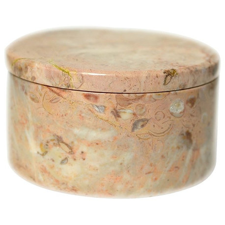 Polished Marble Bathroom Jar, Light Pink
