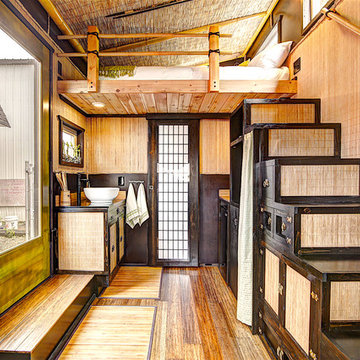 Bamboo Tiny House - Tansu Stairs & Loft