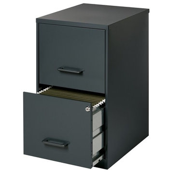 Scranton & Co 18" 2-Drawer Modern Metal File Cabinet in Black