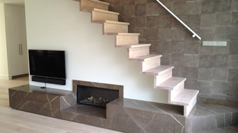 Natural stone fireplace