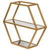 Mohaven Modern Glam Handcrafted Glass 2 Shelf Hexagonal Decorative Shelf