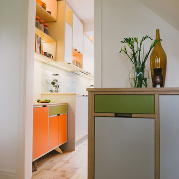 The Rogersons: Orange, Lime & White Laminated Plywood Kitchen