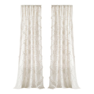 Ruffle Diamond Window Curtain White Set 54x84 - Contemporary - Curtains -  by Uber Bazaar | Houzz