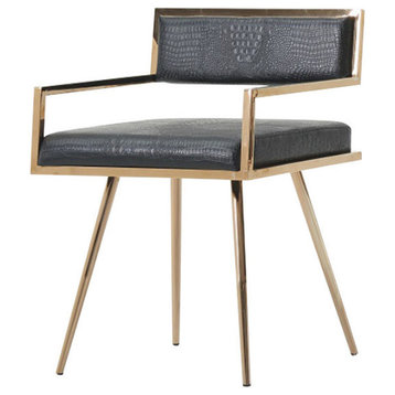 Modrest Rosario Modern Black and Rosegold Dining Chair
