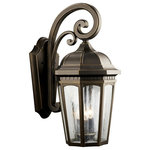 Kichler Lighting - Kichler Lighting 9034RZ Courtyard - Three Light Outdoor Wall Mount - Uncluttered and traditional, this attractive wall lantern from the Courtyard(TM) collection adds the warmth of a secluded terrace to any patio or porch. What a welcoming beacon for your home's exterior. Done in a Rubbed Bronze finish with Clear-seedy glass. 3-light, 60-W. Max. (C) Width 10-1/2" Height 22-1/2" Extension 13-1/2" Height From center of wall opening 9" Backplate size: 7-1/4" x 13-1/2" UL Listed for wet location.* Number of Bulbs: 3*Wattage: 60W* BulbType: Candelabra* Bulb Included: No