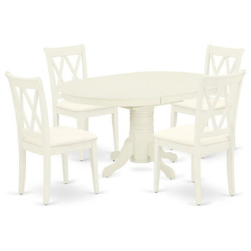 East West Furniture Avon 5-piece Dining Set with Fabric Chairs in White