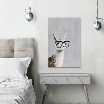 "Smart Llama III" Painting Print on Wrapped Canvas