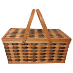 WaldImports - Tuscana Two-Tone Wooden Weave Picnic Basket - Choose this beautiful two-tone woven wood Tuscana picnic basket with moveable double handles for the very first al fresco lunch of the season, or to serve as the basis of a terrific gift. At 17" x 9", with a height of 16" when the handles are raised, the basket can hold bread and cheese, sausage and fruit, a bottle of wine, napkins and a corkscrew. All you need to add is a tablecloth, and to find a tree where you can serve lunch.