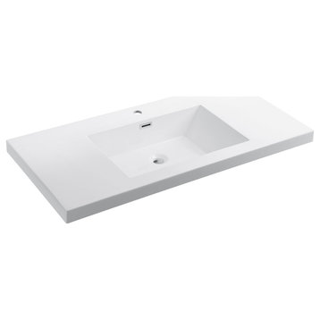 Dowell 22" FTB Resin Bathroom Vanity Basin, White, 49wx22dx6h 1-Sink