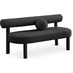 Meridian Furniture - Parlor Boucle Fabric Upholstered Bench, Black - Add extra seating just where it's needed most with this Parlor boucle fabric bench. Sumptuously designed to cradle your back and comfort your body while you sit, this bench is perfect for the entryway or foyer, the foot of your bed, or anywhere that you want to create a cozy seat. The rich boucle fabric is sleek to the skin and soft to the touch. A frame made from solid eucalyptus wood ensures lasting performance and use.