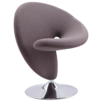 Manhattan Comfort Curl Chrome/Wool Blend Swivel Chair, Gray, Single
