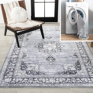 Bausch Distressed Chenille Washable Gray/White 5 ft. x 8 ft. Area Rug