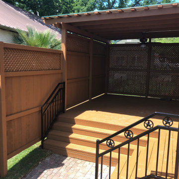 Lake house deck, cover, and dog door porch with cover