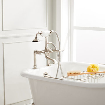 Deck-Mount Telephone Tub Faucet with Hand Shower and Lever Handles – Brushed Nic