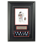 Heritage Sports Art - Original Art of the MLB 2001 Houston Astros Uniform - This beautifully framed piece features an original piece of watercolor artwork glass-framed in an attractive two inch wide black resin frame with a double mat. The outer dimensions of the framed piece are approximately 17" wide x 24.5" high, although the exact size will vary according to the size of the original piece of art. At the core of the framed piece is the actual piece of original artwork as painted by the artist on textured 100% rag, water-marked watercolor paper. In many cases the original artwork has handwritten notes in pencil from the artist. Simply put, this is beautiful, one-of-a-kind artwork. The outer mat is a rich textured black acid-free mat with a decorative inset white v-groove, while the inner mat is a complimentary colored acid-free mat reflecting one of the team's primary colors. The image of this framed piece shows the mat color that we use (Red). Beneath the artwork is a silver plate with black text describing the original artwork. The text for this piece will read: This original, one-of-a-kind watercolor painting of the 2001 Houston Astros uniform is the original artwork that was used in the creation of this Houston Astros uniform evolution print and tens of thousands of other Houston Astros products that have been sold across North America. This original piece of art was painted by artist Nola McConnan for Maple Leaf Productions Ltd. Beneath the silver plate is a 3" x 9" reproduction of a well known, best-selling print that celebrates the history of the team. The print beautifully illustrates the chronological evolution of the team's uniform and shows you how the original art was used in the creation of this print. If you look closely, you will see that the print features the actual artwork being offered for sale. The piece is framed with an extremely high quality framing glass. We have used this glass style for many years with excellent results. We package every piece very carefully in a double layer of bubble wrap and a rigid double-wall cardboard package to avoid breakage at any point during the shipping process, but if damage does occur, we will gladly repair, replace or refund. Please note that all of our products come with a 90 day 100% satisfaction guarantee. Each framed piece also comes with a two page letter signed by Scott Sillcox describing the history behind the art. If there was an extra-special story about your piece of art, that story will be included in the letter. When you receive your framed piece, you should find the letter lightly attached to the front of the framed piece. If you have any questions, at any time, about the actual artwork or about any of the artist's handwritten notes on the artwork, I would love to tell you about them. After placing your order, please click the "Contact Seller" button to message me and I will tell you everything I can about your original piece of art. The artists and I spent well over ten years of our lives creating these pieces of original artwork, and in many cases there are stories I can tell you about your actual piece of artwork that might add an extra element of interest in your one-of-a-kind purchase.