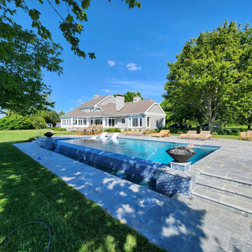 Royal Oak, MD - Coastal Infinity Edge Pool with Fire & Water Features