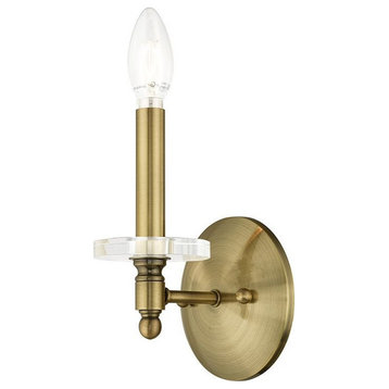 1 Light Wall Sconce - 5 Inches wide by 11 Inches high-Antique Brass Finish