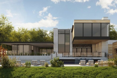 Modern multicolored three-story mixed siding house exterior idea in Salt Lake City