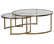 Set of 2 Bronze Gold Nesting Coffee Tables, Round Large Modern Minimalist