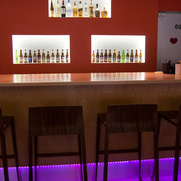 Custom Bar Area, Liquor Display with LED Lighting