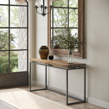 Floating Top Steel Base Sofa Table