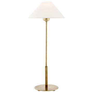 Hackney Table Lamp in Hand-Rubbed Antique Brass with Linen Shade