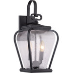 Quoizel - Quoizel PRV8408K Two Light Outdoor Wall Lantern, Mystic Black Finish - Province is in a word elegant. It s a French inspired look with touches of Contemporary styling. It features clear seedy glass for an aged feel and a base that is classically styled. The signature Mystic Black finish is a soft matte that is the perfect complement to this great outdoor collection. Bulbs Not Included, Number of Bulbs: 2, Max Wattage: 60.00, Bulb Type: B10, Power Source: Hardwired