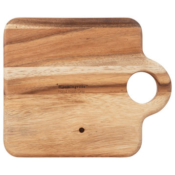 Suar Wood Cheese/Cutting Board With Handle, 11.5x9.5"