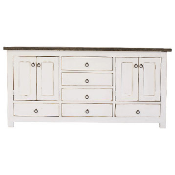 Willow Reclaimed Double Sink Vanity, White, 80"x22"x36", Double Sink